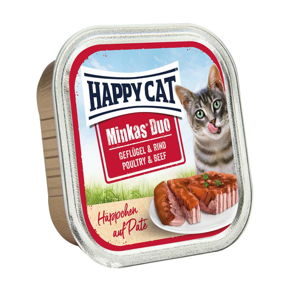 Happy Cat Paté auf Häppchen Geflügel & Rind 12x100g