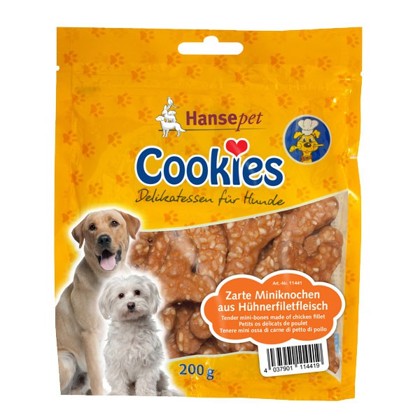 Hansepet Hundesnack Cookies Delikatess-Hühnchen-Reis-Knochis